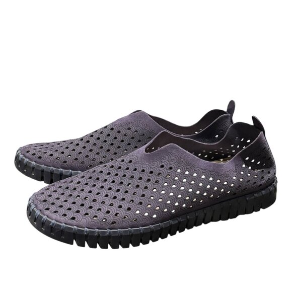 Ilse Jacobsen Tulip Slip On Minimalist Sneaker 41 10.5 Laser Cut Navy Perforated - Picture 3 of 7